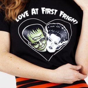 Voodoo Vixen Frankie & Bride "Love at First Fright" Monster T-shirt, size XXL